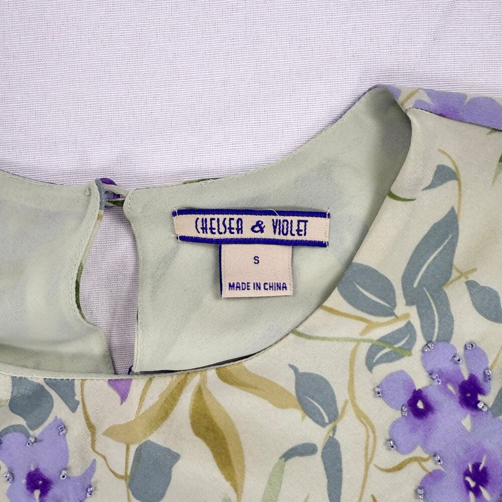 Vintage Chelsea & Violet Floral Beaded 100% Silk Slip Dress Women's Small - Picture 3 of 16